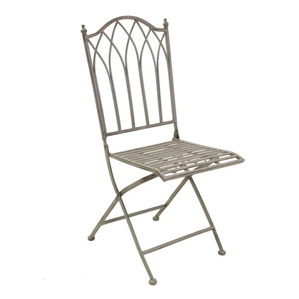 Foldable 2 Seater Wrought Iron Grey Bistro Set 5 Foldable 2 Seater Wrought Iron Grey Bistro Set - Image 3