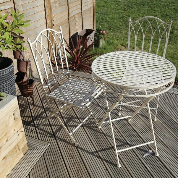 Foldable 2 Seater Wrought Iron Grey Bistro Set 7 Foldable 2 Seater Wrought Iron Grey Bistro Set - Image 5