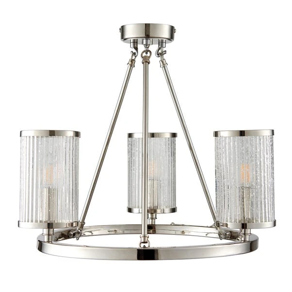 Vogue Easton Ribbed Glass Semi Flush Ceiling Light 4 Vogue Easton Ribbed Glass Semi Flush Ceiling Light - Image 2