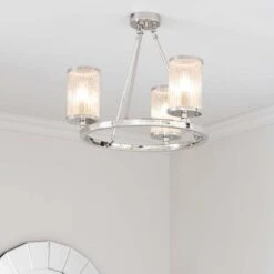 Vogue Easton Ribbed Glass Semi Flush Ceiling Light