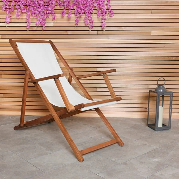 Eucalyptus Cream Wooden Deck Chair 3 Eucalyptus Cream Wooden Deck Chair