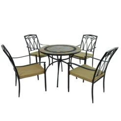 Virginia 91cm Patio Table Set With 4 Austin Chairs 12 Virginia 91cm Patio Table Set With 4 Austin Chairs -Online Home Furnishings 30760670 alt02