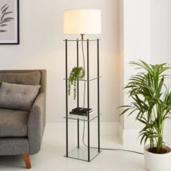 Wendell Glass Shelved Floor Lamp