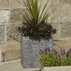 Large 38cm Square Slate Planter -Online Home Furnishings 30804438 alt02