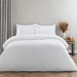 Croston Waffle White Duvet Cover And Pillowcase Set 39 Croston Waffle White Duvet Cover And Pillowcase Set -Online Home Furnishings 30807783 alt01