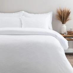 Croston Waffle White Duvet Cover And Pillowcase Set 40 Croston Waffle White Duvet Cover And Pillowcase Set -Online Home Furnishings 30807783 alt02