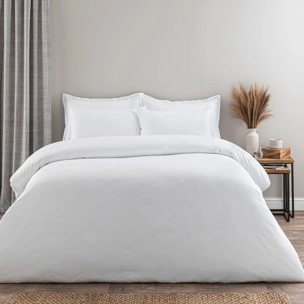 Croston Waffle White Duvet Cover And Pillowcase Set 4 Croston Waffle White Duvet Cover And Pillowcase Set - Image 2