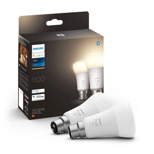 Set Of 2 Philips HUE Smart 9.5W BC GLS LED Dimmable Bulbs 3 Set Of 2 Philips HUE Smart 9.5W BC GLS LED Dimmable Bulbs
