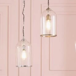 Rimmed Glass Cloche Pendant Light 16 Rimmed Glass Cloche Pendant Light -Online Home Furnishings 30850604 alt01