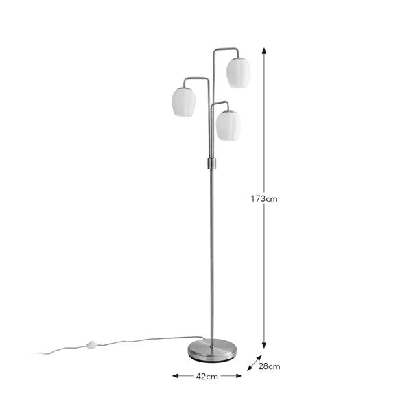 Frosted Tulip 3 Light Ribbed Glass Adjustable Floor Lamp 8 Frosted Tulip 3 Light Ribbed Glass Adjustable Floor Lamp - Image 6
