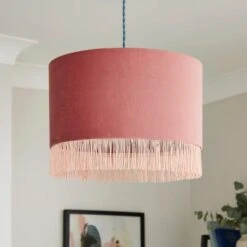 Fringed Velvet Drum Lamp Shade 32 Fringed Velvet Drum Lamp Shade -Online Home Furnishings 30870732