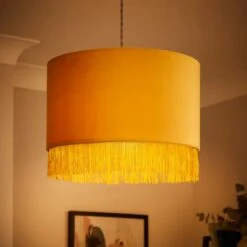 Fringed Velvet Drum Lamp Shade 30 Fringed Velvet Drum Lamp Shade -Online Home Furnishings 30870733 alt01
