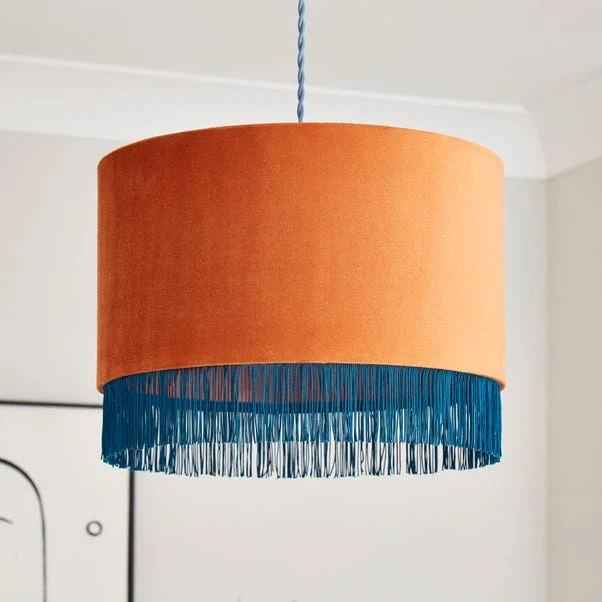 Fringed Velvet Drum Lamp Shade 7 Fringed Velvet Drum Lamp Shade - Image 5