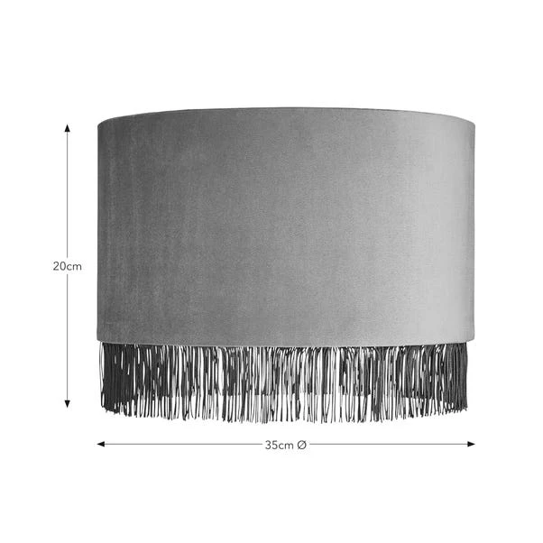Fringed Velvet Drum Lamp Shade 10 Fringed Velvet Drum Lamp Shade - Image 8