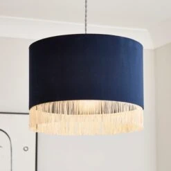 Fringed Velvet Drum Lamp Shade 36 Fringed Velvet Drum Lamp Shade -Online Home Furnishings 30870759