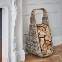 Natural Rattan Tall Log Storage Basket