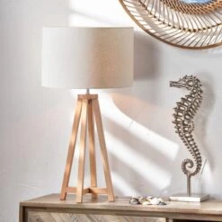 Whitby Wood Tapered 4 Post Linen Table Lamp 22 Whitby Wood Tapered 4 Post Linen Table Lamp -Online Home Furnishings 30889394