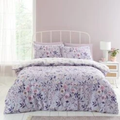 Catherine Lansfield Isadora Floral Lilac Duvet Cover And Pillowcase Set -Online Home Furnishings 30892675