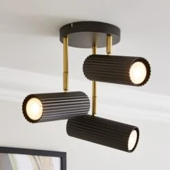Georgi Industrial Ribbed 3 Light Adjustable Semi Flush Spotlight 20 Georgi Industrial Ribbed 3 Light Adjustable Semi Flush Spotlight -Online Home Furnishings 30894883