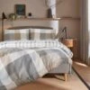 Ludhan Checked Fleece Natural Duvet Cover And Pillowcase Set 2 Ludhan Checked Fleece Natural Duvet Cover And Pillowcase Set -Online Home Furnishings 30905175