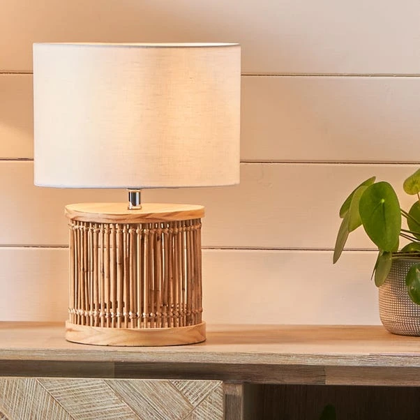 Sorbus Natural Ribbed Table Lamp 3 Sorbus Natural Ribbed Table Lamp