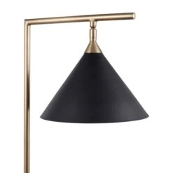 Zeta Matt Black And Antique Brass Floor Lamp -Online Home Furnishings 30909430 alt04
