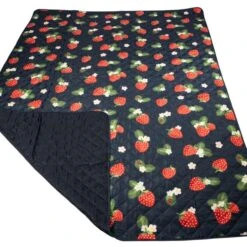 Strawberries & Cream Extra-Large Family Sized Quilted Picnic Blanket With Carry Handle -Online Home Furnishings 30911478 alt02