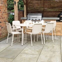 Porto 6 Seater Dining Set With Stacking Chairs -Online Home Furnishings 30915726 alt01