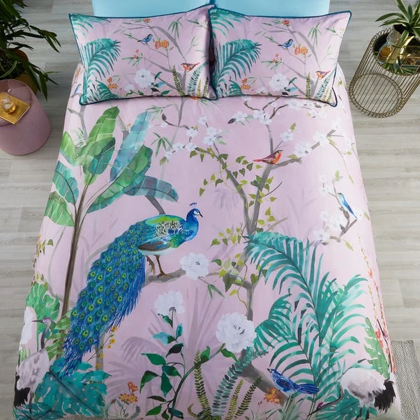 Soiree Peacock Jungle 200 Thread Count Cotton Duvet Cover And Pillowcase Set 16 Soiree Peacock Jungle 200 Thread Count Cotton Duvet Cover And Pillowcase Set - Image 14