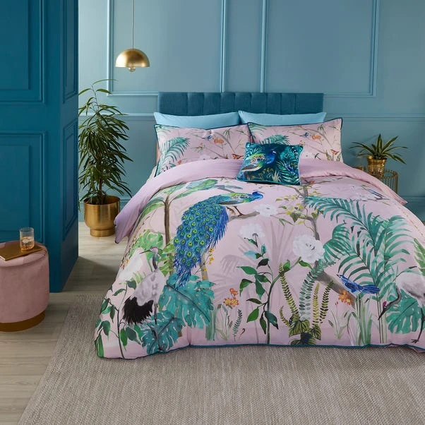 Soiree Peacock Jungle 200 Thread Count Cotton Duvet Cover And Pillowcase Set 12 Soiree Peacock Jungle 200 Thread Count Cotton Duvet Cover And Pillowcase Set - Image 10