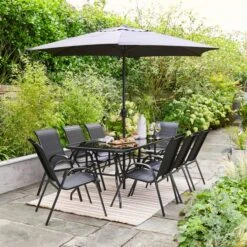 Online Home Furnishings 22 10 Piece Rectangular Garden Dining Set