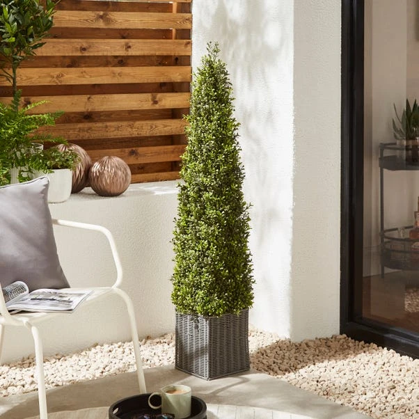 Artificial Boxwood Cone Shaped Tree In Woven Plant Pot 6 Artificial Boxwood Cone Shaped Tree In Woven Plant Pot - Image 4