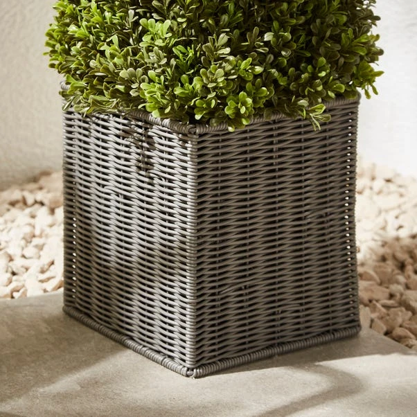 Artificial Boxwood Cone Shaped Tree In Woven Plant Pot 7 Artificial Boxwood Cone Shaped Tree In Woven Plant Pot - Image 5