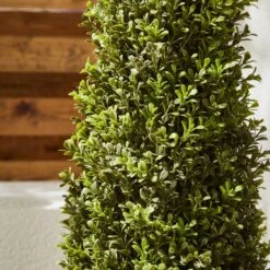 Artificial Boxwood Cone Shaped Tree In Woven Plant Pot 13 Artificial Boxwood Cone Shaped Tree In Woven Plant Pot -Online Home Furnishings 30926619 alt02
