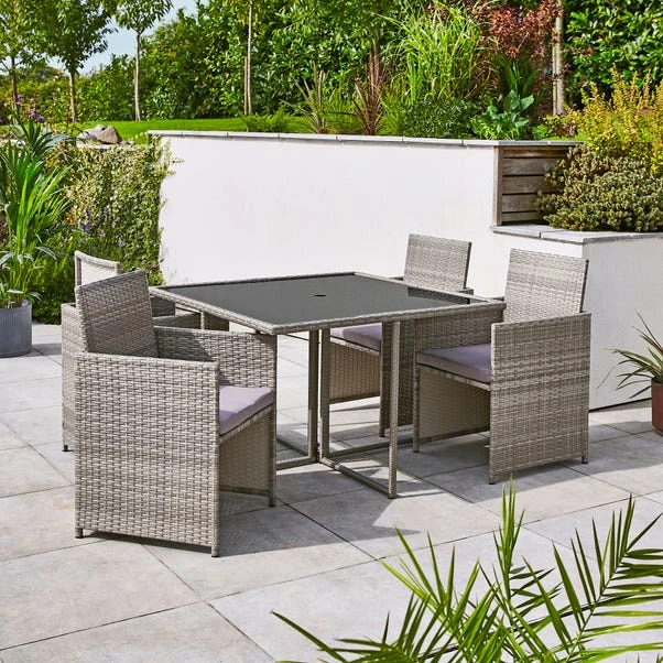 Grey Rattan 4 Seater Dining Cube Set 4 Grey Rattan 4 Seater Dining Cube Set - Image 2