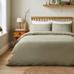 Super Soft Washed Microfibre Plain Duvet Cover And Pillowcase Set -Online Home Furnishings 30935177