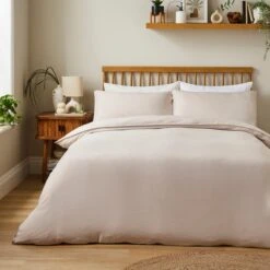 Super Soft Washed Microfibre Plain Duvet Cover And Pillowcase Set -Online Home Furnishings 30935179