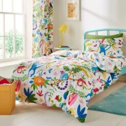 Bright Animals 100% Cotton Reversible Duvet Cover And Pillowcase Set 27 Bright Animals 100% Cotton Reversible Duvet Cover And Pillowcase Set -Online Home Furnishings 30937268