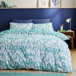 Aqua Doodle Reversible Duvet Cover And Pillowcase Set 29 Aqua Doodle Reversible Duvet Cover And Pillowcase Set -Online Home Furnishings 30937746