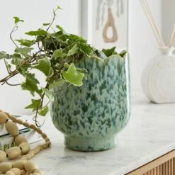 Scalloped Ceramic Plant Pot 17 Scalloped Ceramic Plant Pot -Online Home Furnishings 30944939