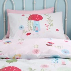 Toadstool Fairies Reversible Polycotton Duvet Cover & Pillowcase Set 27 Toadstool Fairies Reversible Polycotton Duvet Cover & Pillowcase Set -Online Home Furnishings 30957227 alt01