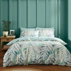 Palm House Fern 180 Thread Count Cotton Sateen Duvet Cover & Pillowcase Set -Online Home Furnishings 30957834