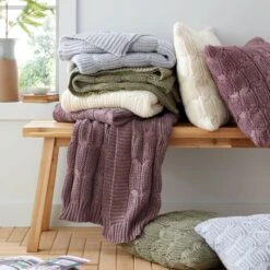 Chunky Marl Knit Throw 130cm X 170cm 41 Chunky Marl Knit Throw 130cm X 170cm -Online Home Furnishings 30966056 alt08