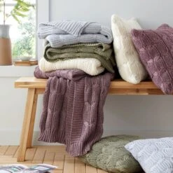 Chunky Marl Knit Throw 130cm X 170cm 34 Chunky Marl Knit Throw 130cm X 170cm -Online Home Furnishings 30966073 alt08