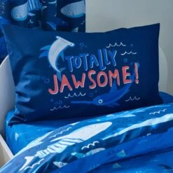 Catherine Lansfield Jawsome Shark Polycotton Duvet Cover & Pillowcase Set -Online Home Furnishings 30977404 alt01
