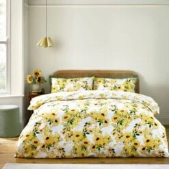 Catherine Lansfield Sunflowers Reversible Duvet Cover & Pillowcase Set -Online Home Furnishings 30983053
