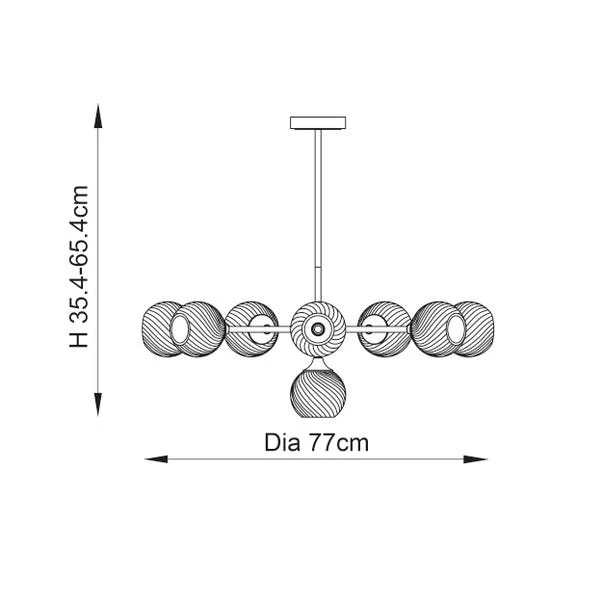 Vogue Asher Art Deco 8 Light Adjustable Ceiling Light 8 Vogue Asher Art Deco 8 Light Adjustable Ceiling Light - Image 6